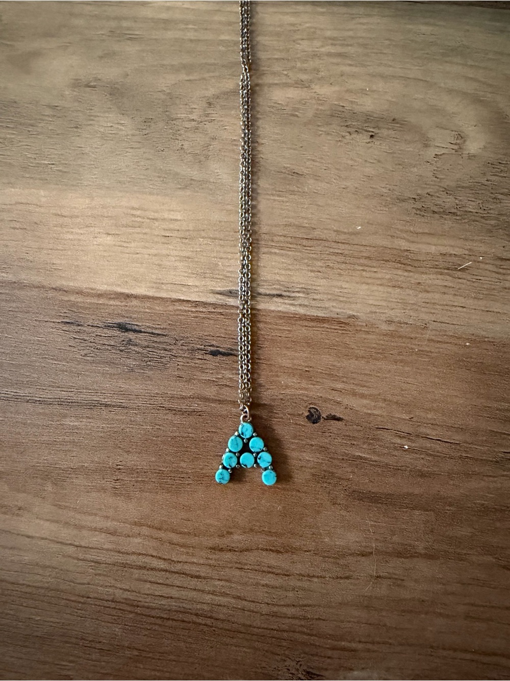 Letter “A” Pendant Necklace Turquoise